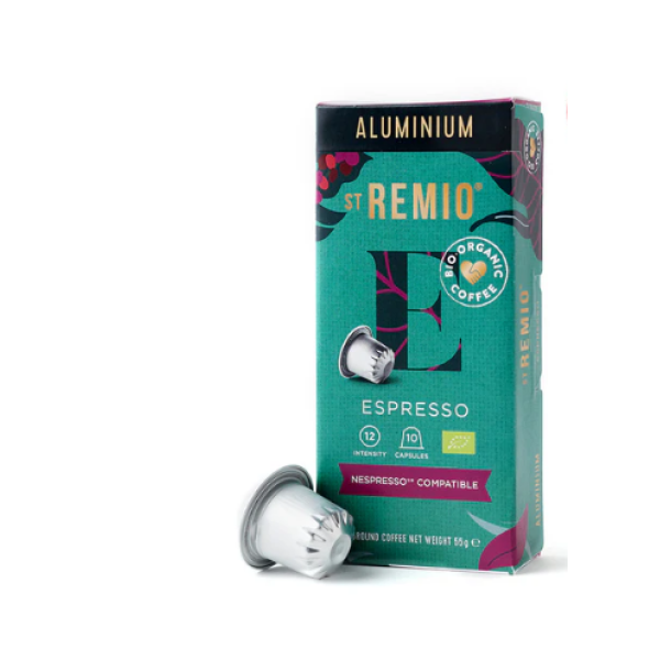 St Remio Espresso BIO Nespresso система 10 Алуминиеви Кафе капсули - St Remio Espresso BIO за система Nespresso - Вашето ежедневно удоволствие St Remio Espresso BIO представя ново измерение на кафе удоволствието, като съчетава богатия вкус на кафето със з St Remio Espresso BIO Nespresso система 10 Алуминиеви Кафе капсули - Капсули за Nespresso система