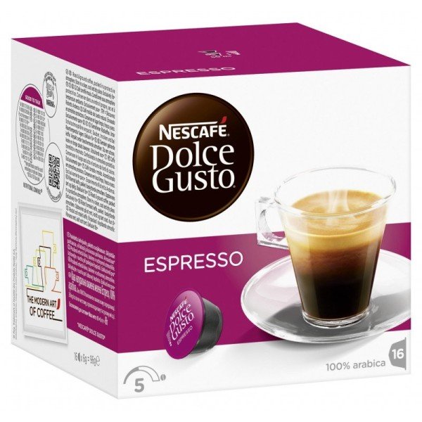 Dolce Gusto Espresso Dolce Gusto система 16 бр. Кафе капсули - Dolce Gusto Espresso 16 бр. Кафе капсули Представяме Ви ароматни кафе капсули Espresso на Nescafe Dolce Gusto, за късо еспресо до 50 мл. с вдъхновяващ, кадифен аромат. С невероятните капсули к Dolce Gusto Espresso Dolce Gusto система 16 бр. Кафе капсули - Капсули Dolce Gusto система