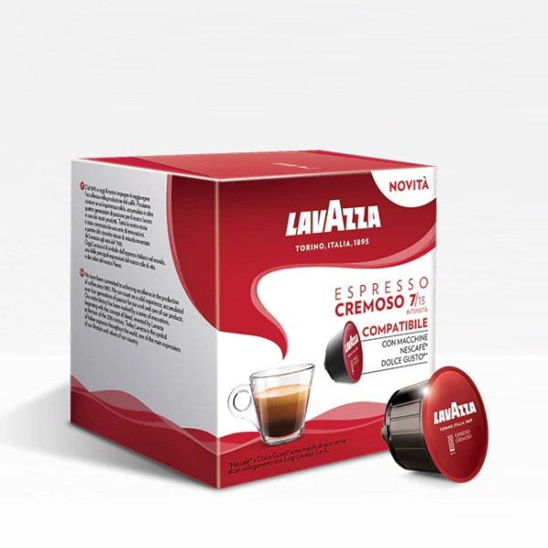 Lavazza Cremoso Dolce Gusto system 16 pcs. Coffee capsules - Coffee capsules Lavazza Cremoso Dolce Gusto system Harmony and sweetness for refined coffee with a full flavor Lavazza experts skillfully combine Arabica beans from Central and South America wit Lavazza Cremoso Dolce Gusto system 16 pcs. Coffee capsules - Capsules Lavazza system