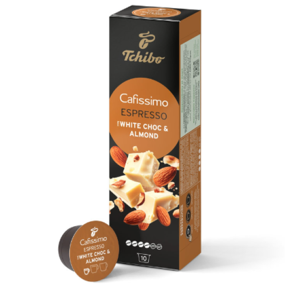 Cafissimo Espresso White Choc & Almond Кафе на капсули - Потопете се в Изыскан Свят с Cafissimo Espresso White Choc & Almond Кафе на Капсули Когато искате да се насладите на уникално кафе у дома, без да правите компромис с качеството и вкуса, Cafi Cafissimo Espresso White Choc & Almond Кафе на капсули - Капсули Caffitaly система