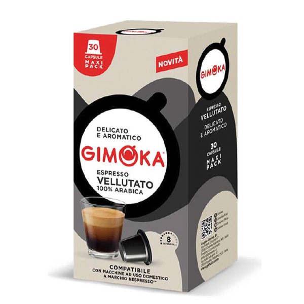 GIMOKA Vellutato 100% Arabica – капсули Nespresso® 30 бр. - Открийте Чара на Премиум Италианската Арабика с Капсули GIMOKA Vellutato За ценители на изтънчения вкус и аутентичния аромат, GIMOKA Vellutato се представя като несравнимия избор за утончено кафе GIMOKA Vellutato 100% Arabica – капсули Nespresso® 30 бр. - Капсули за Nespresso система