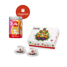 illy® Mascotte Expo Milano 2015 Set – Set of 2 espresso cups with saucers + GIFT illy® – Ground coffee – Classico – Olimpia Zagnoli – Limited Edition – 250 g