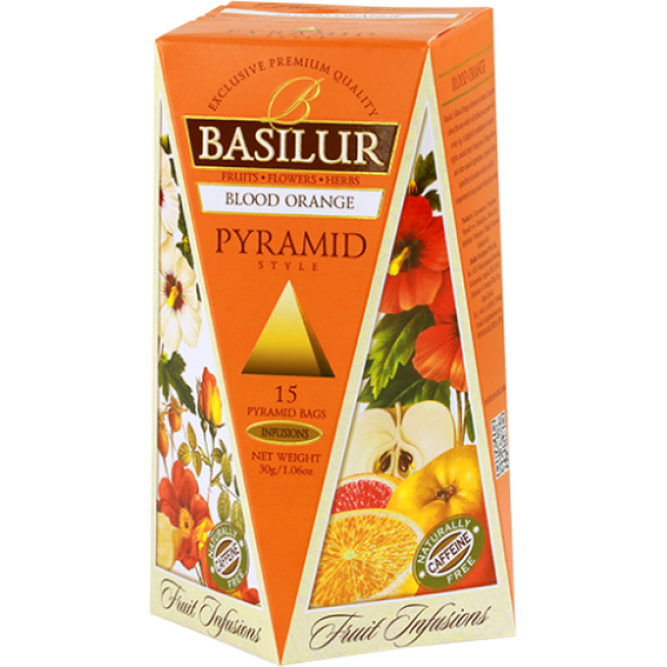 Basilur  Плодов чай Червен Портокал - пирамида 15 бр. - Чай на пакетчета