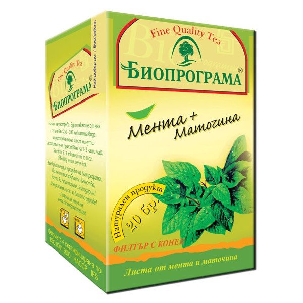 Bioprograma чай Мента и Маточина Премиум 20бр - Чай на пакетчета