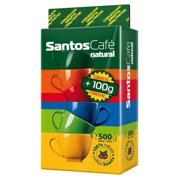 SantosCafe Natural мляно, вакуум 0.400+100 кг гратис - Мляно кафе
