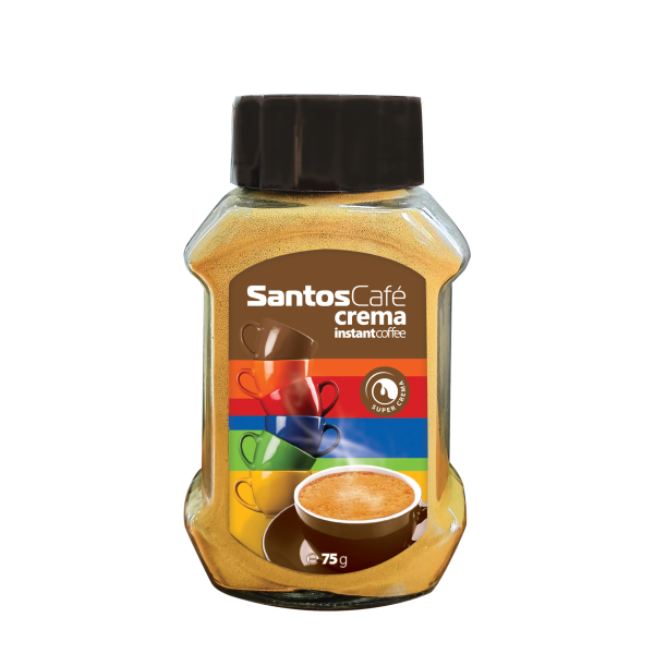 SantosCafe Crema instant coffee, стъклен буркан, 75 г. - Разтворимо кафе