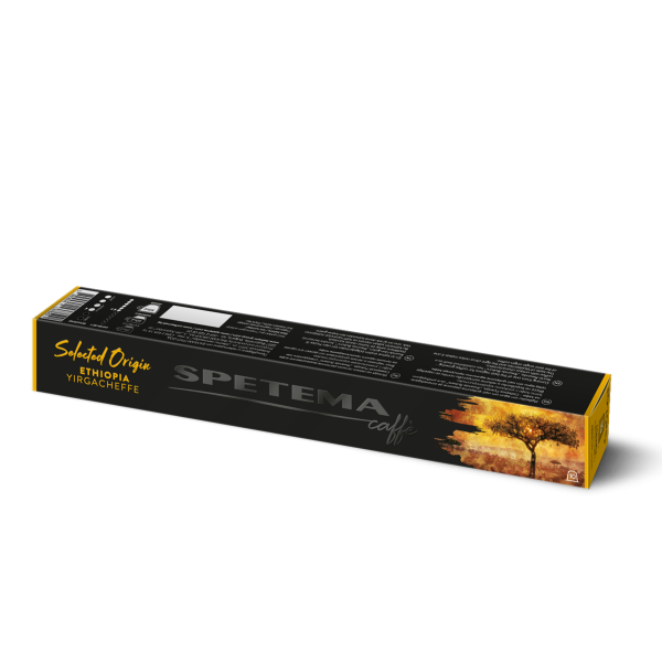Spetema Selected Origin Ethiopia, капсули NESPRESSO стд Slim 10 бр - Yirgacheffe е високопланински регион в Южна Етиопия, известен със своето изключително кафе. Плодовете се берат ръчно в периода между ноември и януари. В рамките на 12 часа след беритбата Spetema Selected Origin Ethiopia, капсули NESPRESSO стд Slim 10 бр - Капсули за Nespresso система