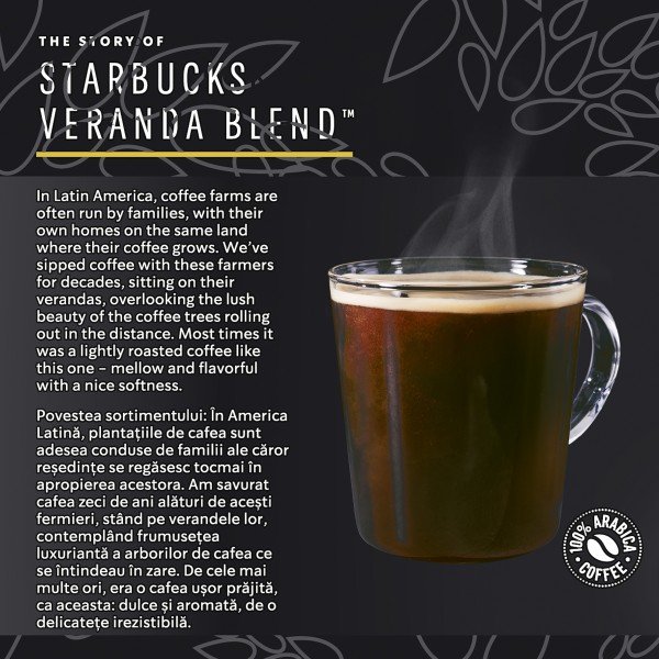Starbucks Blonde Veranda DG капсули 12 бр. - Starbucks Blonde Veranda DG капсули 12 бр. (Starbucks от Nescafé Dolce Gusto)• STARBUCKS кафе капсули от NESCAFÉ® DOLCE GUSTO, с мек вкус и какаови нотки. • С деликатни нюанси на нежно какао и леко изпечени ядк Starbucks Blonde Veranda DG капсули 12 бр. - Кафе капсули и дози