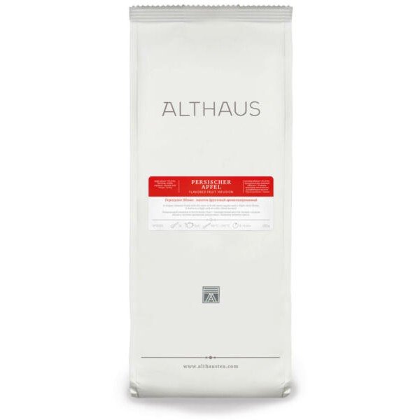 Althaus Tea Плодов чай Персийска Ябълка 250гр насипен - Почувствайте вкусната комбинация от свежа ябълка и пикантен лимон с Althaus tea Плодов чай Персийска ябълка 250g насипно Ако сте любител на чая и търсите уникална и ароматна смес, не търсете повече Althaus Tea Плодов чай Персийска Ябълка 250гр насипен - Насипен чай