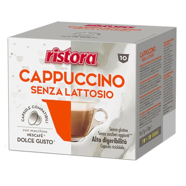 RISTORA Cappuccino Senza Zucchero e Senza Lattosio Capsule– капсули Dolce Gusto® 10 бр. - Насладете се на Италианско Качество Със Свеж Аромат: RISTORA Cappuccino Senza Zucchero e Senza Lattosio Capsule Представяме Ви RISTORA Cappuccino Senza Zucchero e Se RISTORA Cappuccino Senza Zucchero e Senza Lattosio Capsule– капсули Dolce Gusto® 10 бр. - Капсули Dolce Gusto система