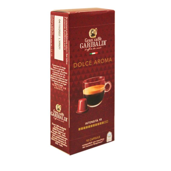 Gran Caffe Garibaldi Dolce Aroma Nespresso системa 10 бр. Кафе на капсули - Gran Caffe Garibaldi Dolce Aroma e кафе изкушение с пухкав каймак! Gran Caffe Garibaldi Dolce Aroma е апетитен кафе специалитет, който ще ви помогне да впечатлите и най-взискателн Gran Caffe Garibaldi Dolce Aroma Nespresso системa 10 бр. Кафе на капсули - Капсули за Nespresso система