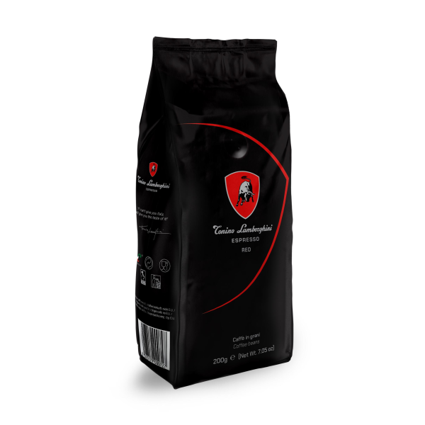 TONINO LAMBORGHINI RED BLEND кафе на зърна – 1 KG. - Превъзходно Италианско Кафе: TONINO LAMBORGHINI RED BLEND На Зърна – 1 KG Изисканост, стил и високо качество – тези думи са синоним на марката Tonino Lamborghini. Сега любителите на истинското кафе мо TONINO LAMBORGHINI RED BLEND кафе на зърна – 1 KG. - Кафе