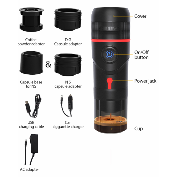 HiBREW H4 portable coffee maker 3 in 1 with heater - Coffee machines with Dolce Gusto system