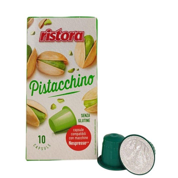 RISTORA Pistacchino – капсули Nespresso® 10 бр. - Открийте Неповторимо Перфектния Баланс на Вкус с RISTORA Pistacchino – Капсули за Nespresso Изпитвате ли търсене на нови кулинарни преживявания без да напускате уюта на своя дом? RISTORA Pistacchino пр RISTORA Pistacchino – капсули Nespresso® 10 бр. - Капсули за Nespresso система
