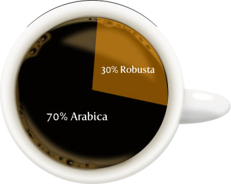 Робуста зърната придават по-силен вкус на любимата ободрителна напитка, в сравнение с Арабика кафето. 